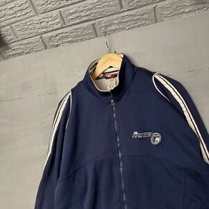 Answer Racing Mens Full Zip Jacket Navy Blue White Stripes Size XL